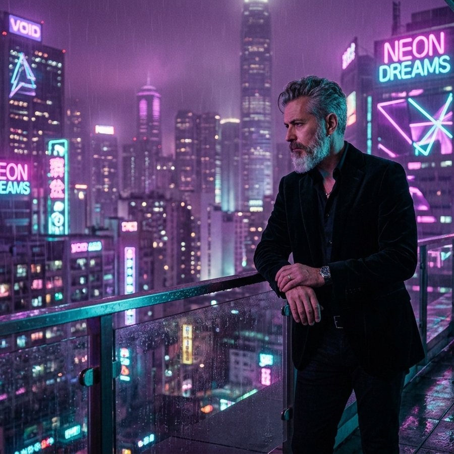 Liam Lyric Neon City Rooftop